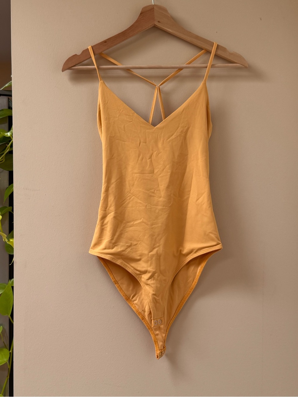 Forever 21 Mustard Yellow Strappy V-Neck Bodysuit